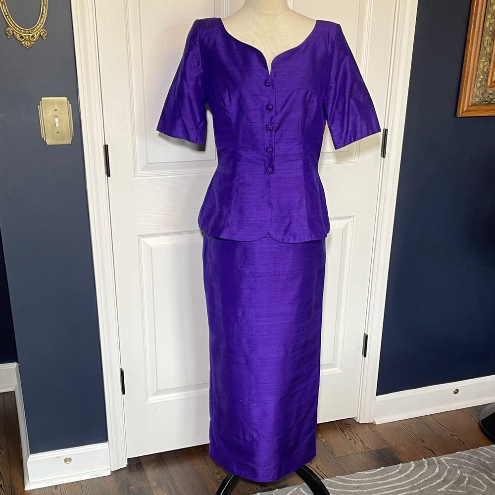 Vintage Watters & Watters Purple Silk Mother of the Bride/Groom 2-Piece Dress